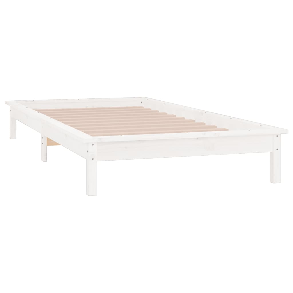 sengeramme med LED-lys 75x190 cm Small Single massivt træ hvid