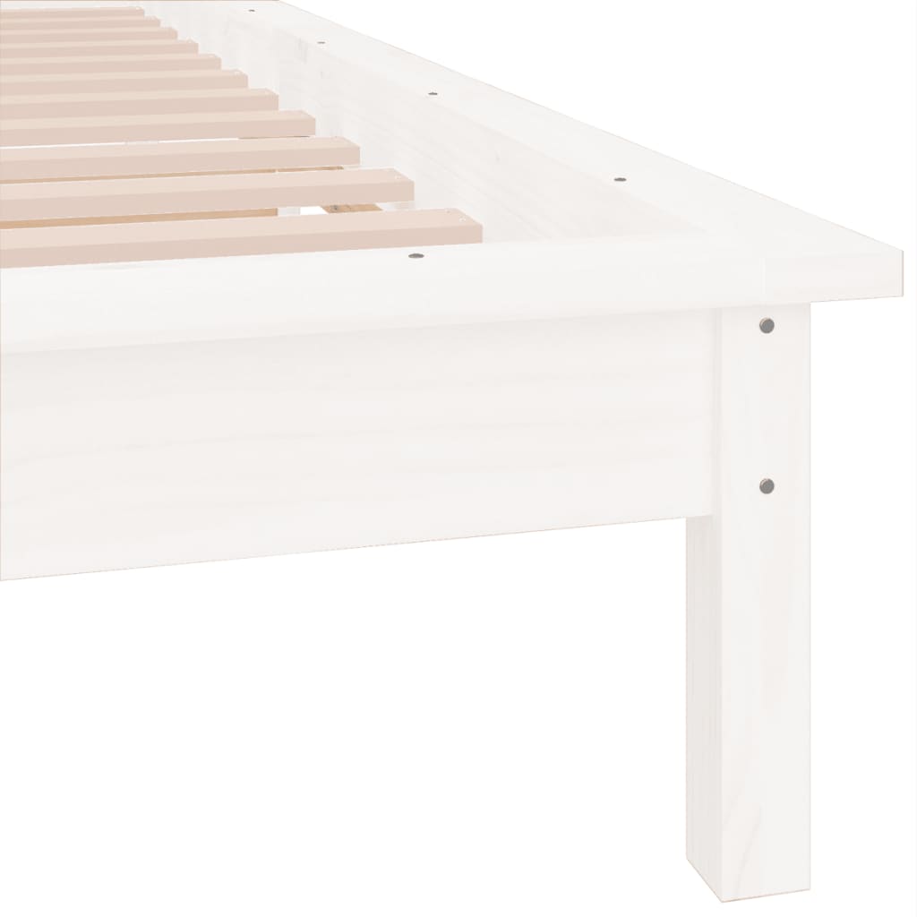 sengeramme med LED-lys 75x190 cm Small Single massivt træ hvid