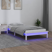 sengeramme med LED-lys 75x190 cm Small Single massivt træ hvid