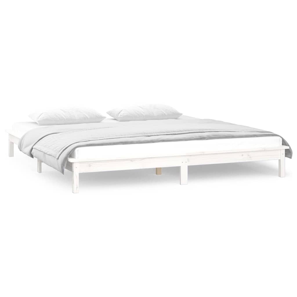 sengeramme med LED-lys 120x190 cm Small Double massivt træ hvid