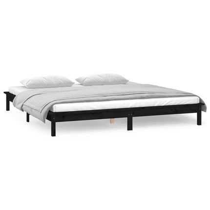 sengeramme med LED-lys 120x190 cm Small Double massivt træ sort