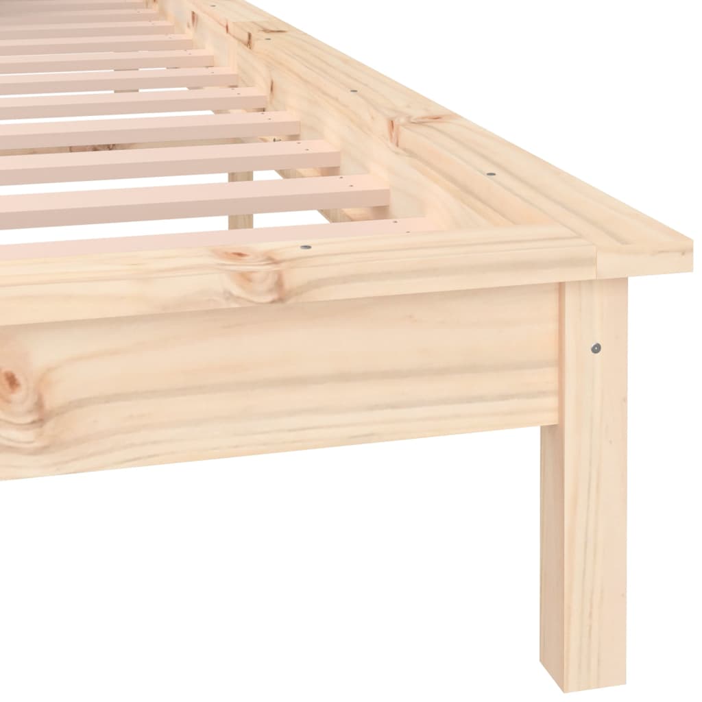 sengeramme med LED 135x190 cm dobbeltseng massivt træ
