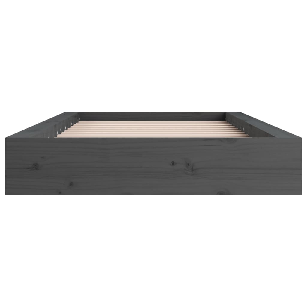 sengeramme 135x190 cm dobbelt massivt træ grå