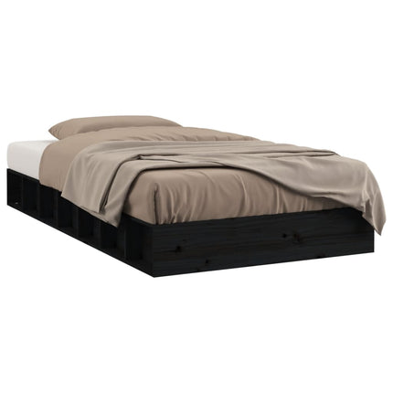 sengeramme 135x190 cm dobbelt massivt træ sort