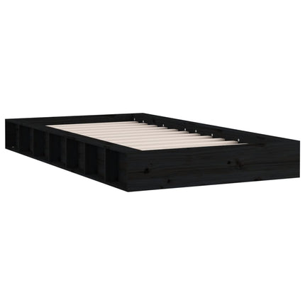sengeramme 135x190 cm dobbelt massivt træ sort