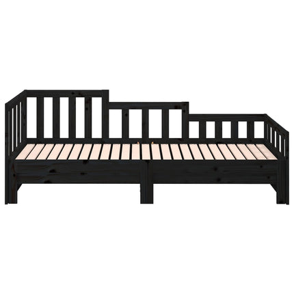 daybed med udtræk 2x(80x200) cm massivt fyrretræ sort