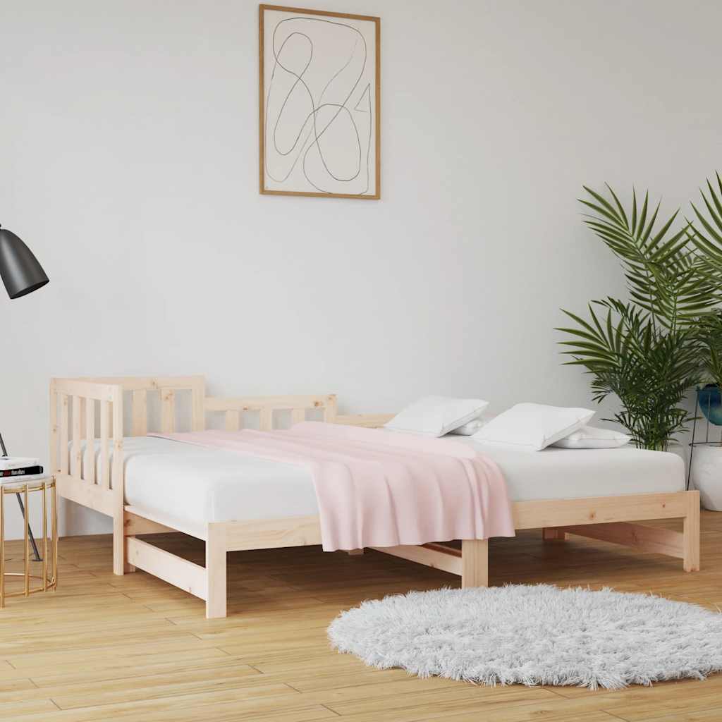 daybed med udtræk 2x(90x200) cm massivt fyrretræ billede