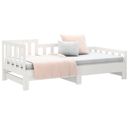 daybed med udtræk 2x(90x190) cm massivt fyrretræ hvid