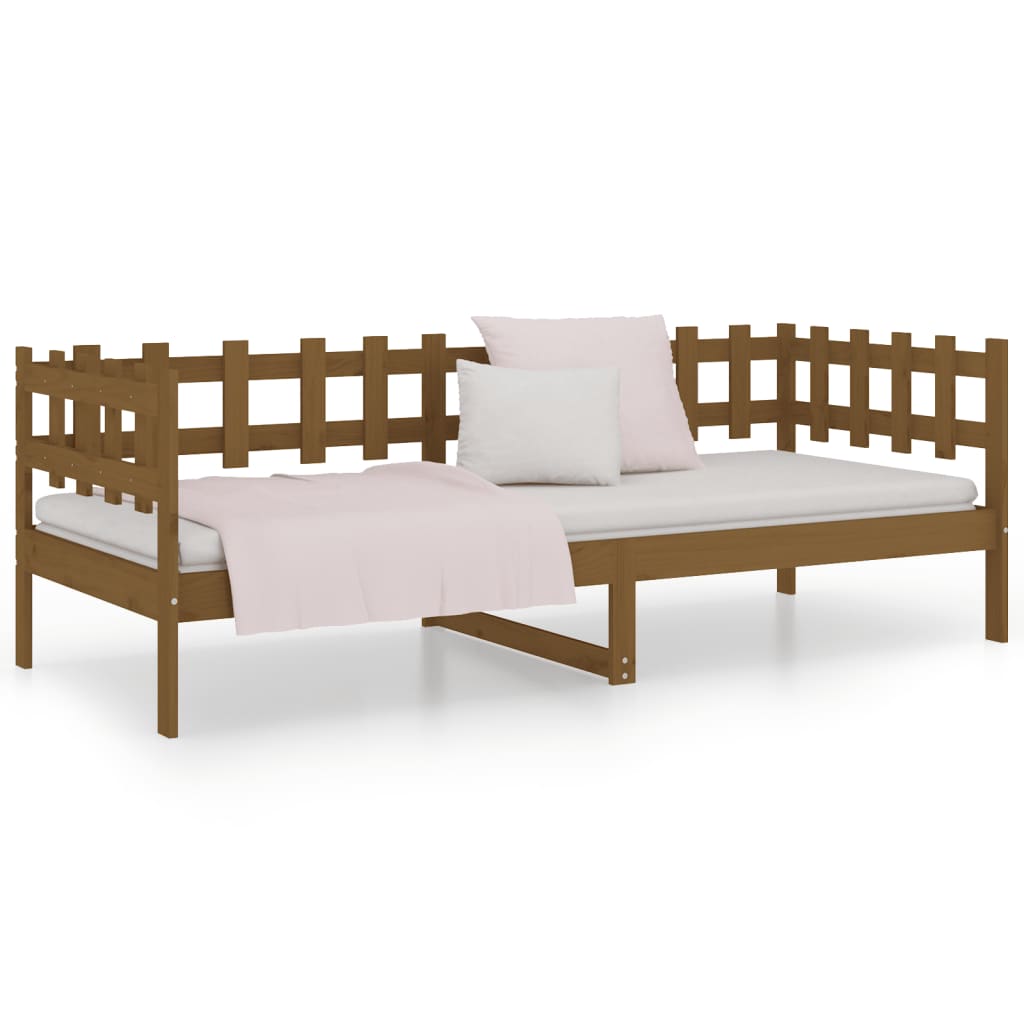 daybed 80x200 cm massivt fyrretræ gyldenbrun
