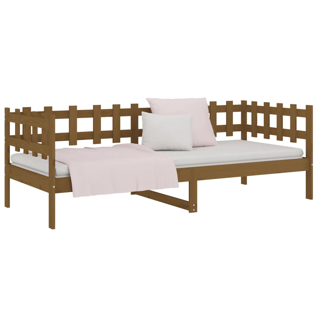 daybed 80x200 cm massivt fyrretræ gyldenbrun