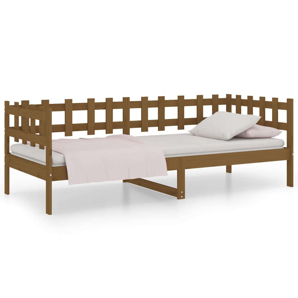daybed 90x200 cm massivt fyrretræ gyldenbrun