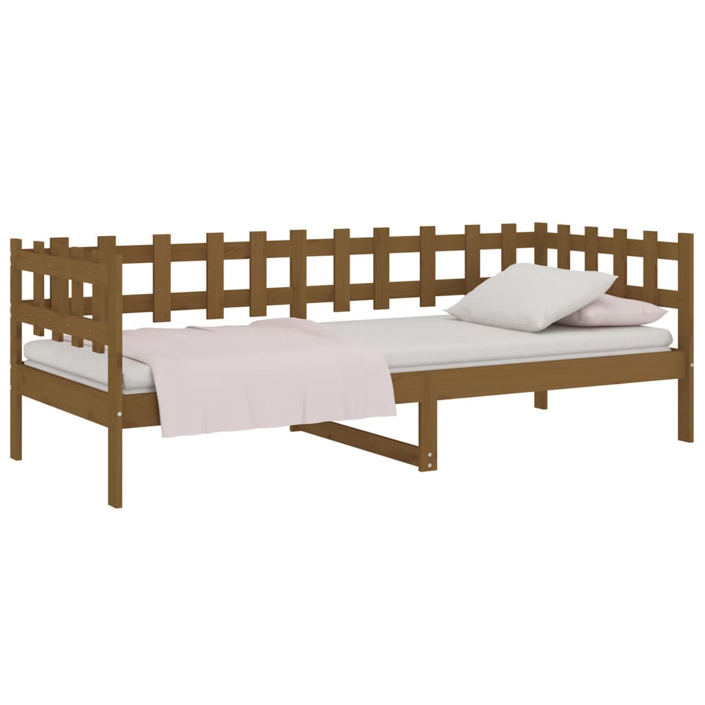 daybed 90x200 cm massivt fyrretræ gyldenbrun