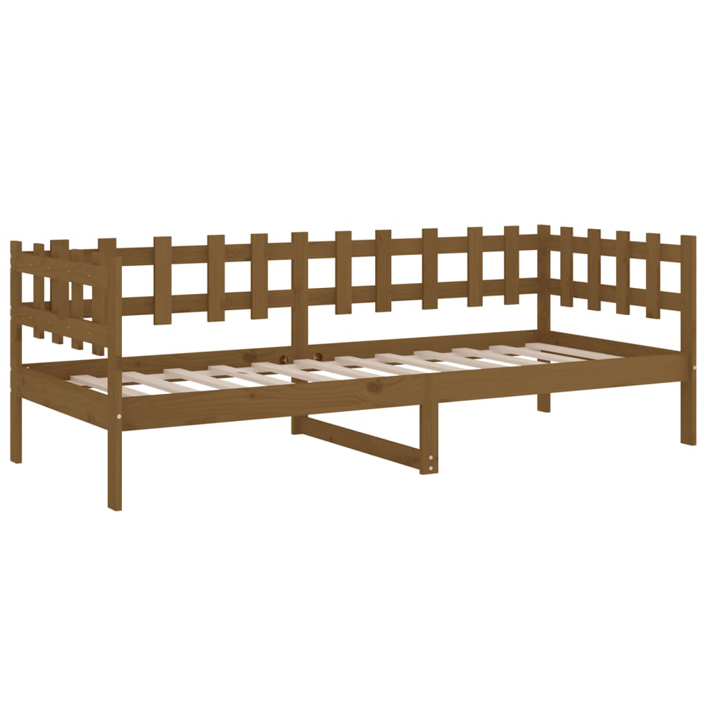 daybed 90x200 cm massivt fyrretræ gyldenbrun