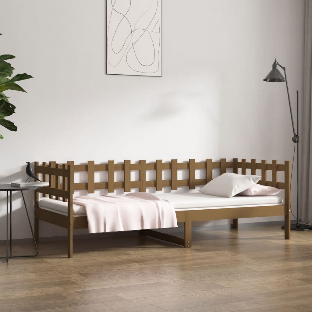 daybed 90x200 cm massivt fyrretræ gyldenbrun