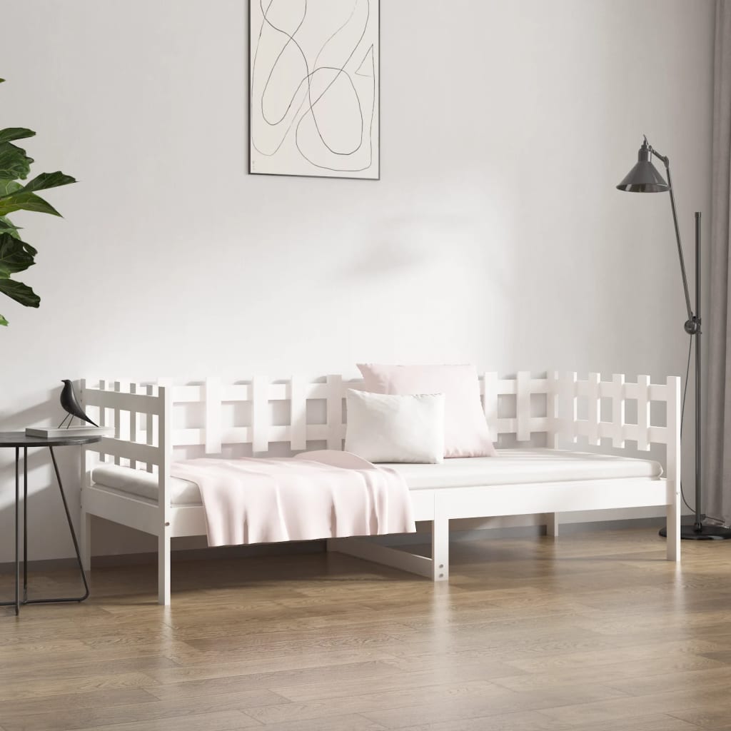 daybed uden madras 90x190 cm massivt fyrretræ hvid
