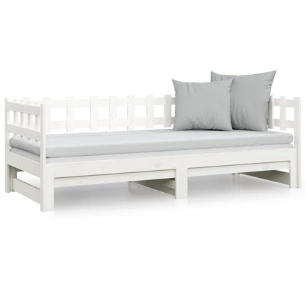 daybed med udtræk 2x(80x200) cm massivt fyrretræ hvid