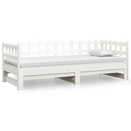 daybed med udtræk 2x(80x200) cm massivt fyrretræ hvid