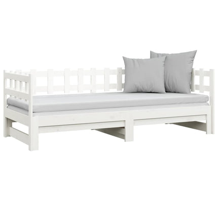 daybed med udtræk 2x(90x200) cm massivt fyrretræ hvid