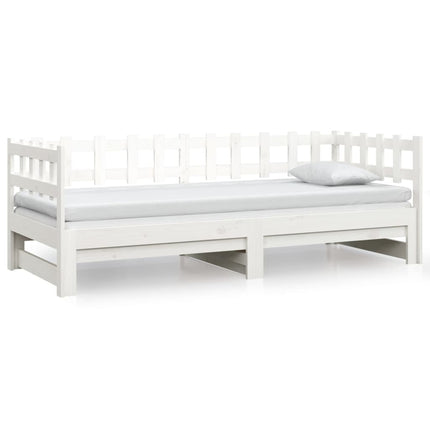 daybed med udtræk 2x(90x200) cm massivt fyrretræ hvid