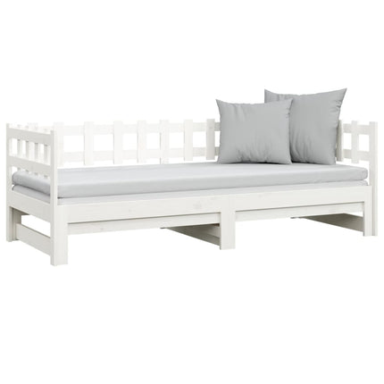 daybed med udtræk 2x(90x190) cm massivt fyrretræ hvid