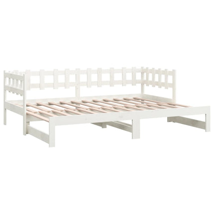 daybed med udtræk 2x(90x190) cm massivt fyrretræ hvid