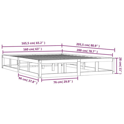 sengeramme 160x200 cm massivt træ sort