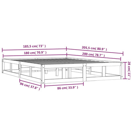 sengeramme 180x200 cm Super King massivt træ hvid