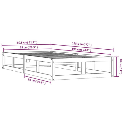 sengeramme 75x190 cm Small Single massivt træ sort