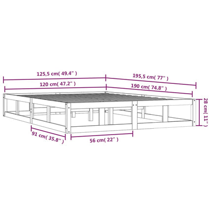 sengeramme 120x190 cm Small Double massivt træ hvid
