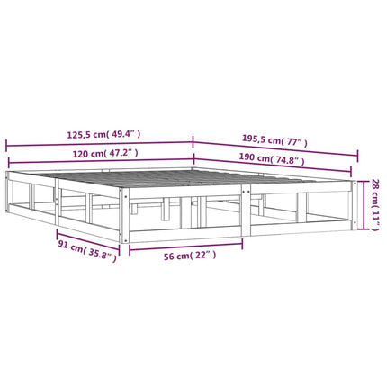 sengeramme 120x190 cm Small Double massivt træ sort