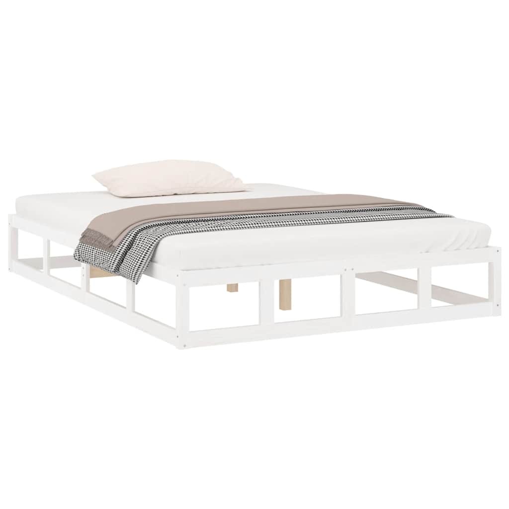 sengeramme 135x190 cm dobbelt massivt træ hvid