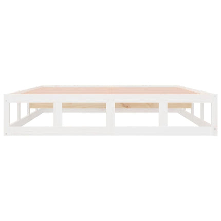 sengeramme 135x190 cm dobbelt massivt træ hvid