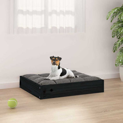 hundeseng 51,5x44x9 cm massivt fyrretræ sort