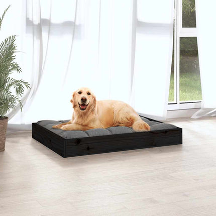 hundeseng 71,5x54x9 cm massivt fyrretræ sort