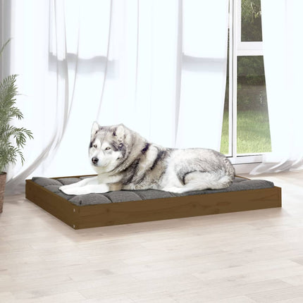 hundeseng 101,5x74x9 cm massivt fyrretræ gyldenbrun