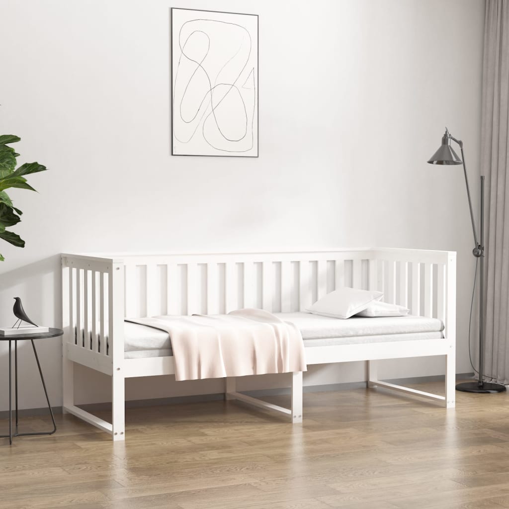 daybed uden madras 80x200 cm massivt fyrretræ hvid billede
