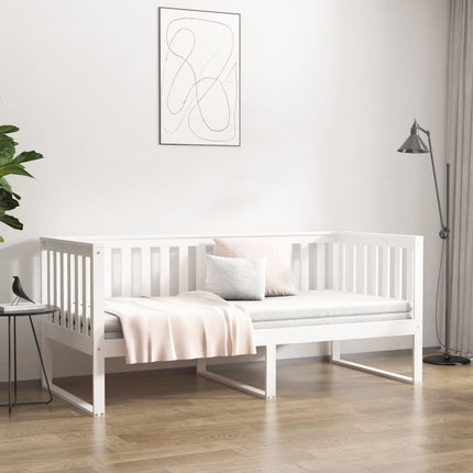 daybed med reol uden madras 100x200 cm massivt fyrretræ hvid