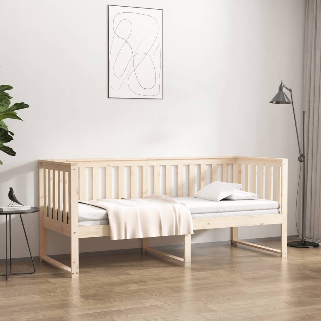 daybed med reol uden madras 75x190 cm massivt fyrretræ billede