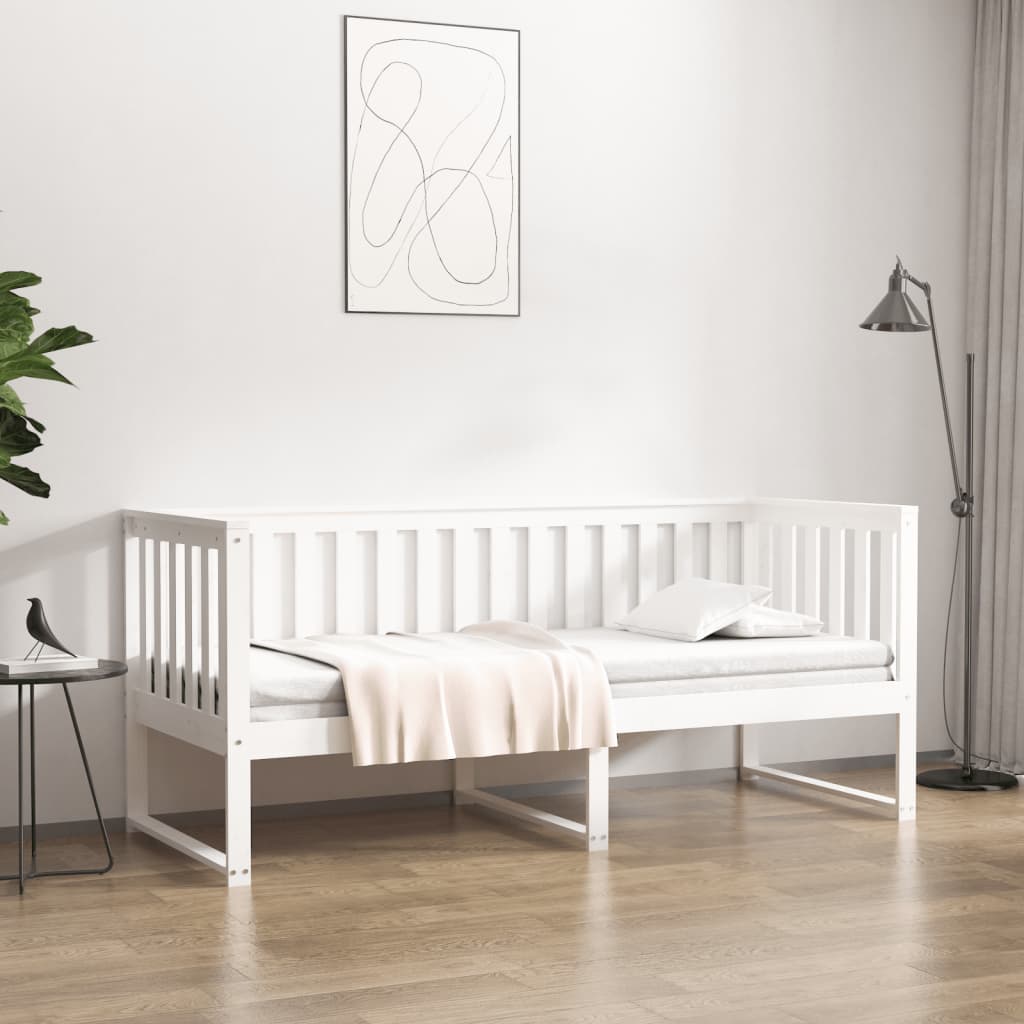 daybed med reol uden madras 75x190 cm massivt fyrretræ hvid billede