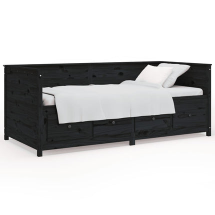 daybed 90x200 cm massivt fyrretræ sort