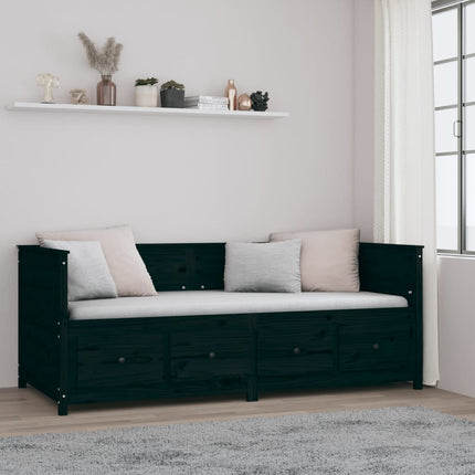 daybed 90x200 cm massivt fyrretræ sort