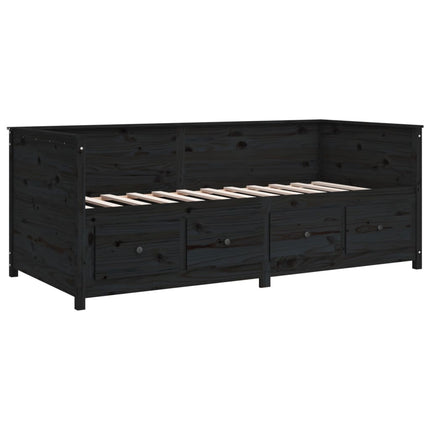 daybed 90x200 cm massivt fyrretræ sort