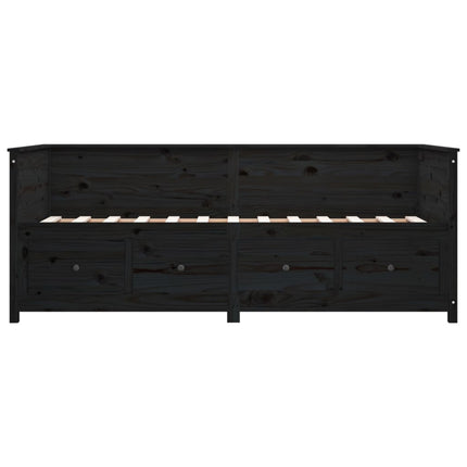 daybed 90x200 cm massivt fyrretræ sort