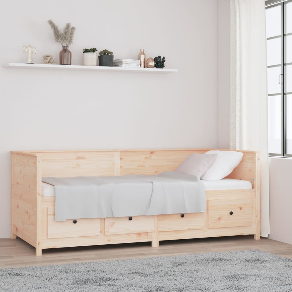 Daybed uden madras 80×200 cm i massivt fyrretræ med skuffer
