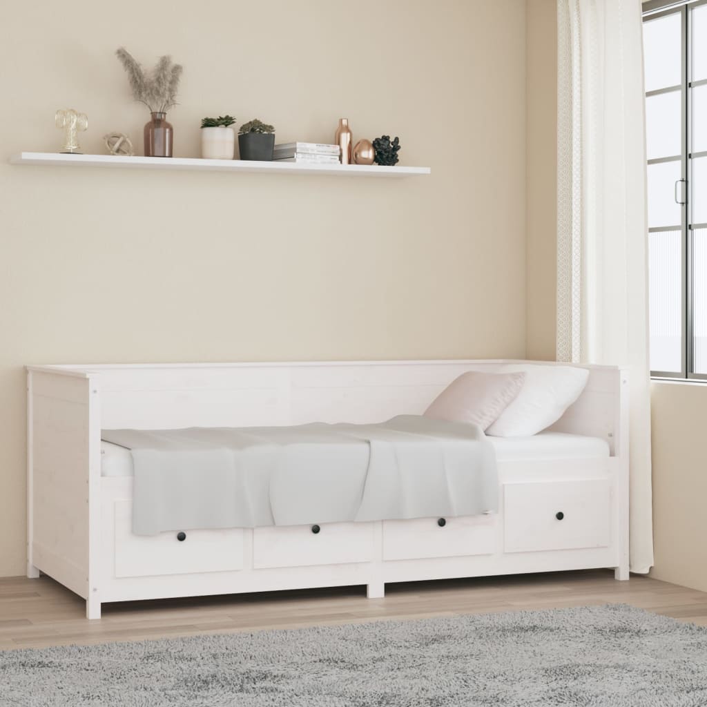 daybed uden madras 80x200 cm massivt fyrretræ hvid