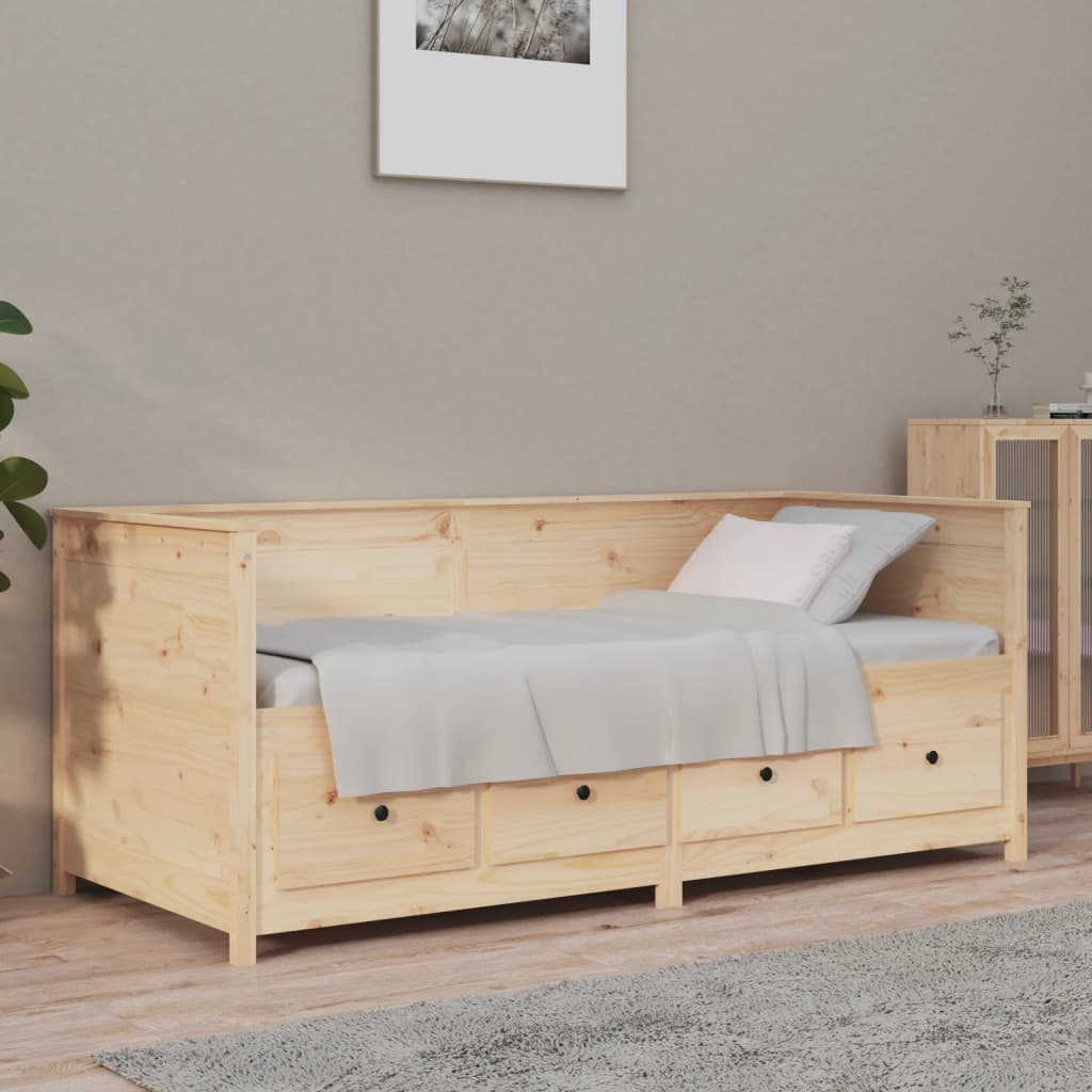 Daybed uden madras 90×190 cm - massivt fyrretræ med skuffer