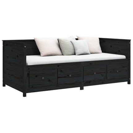 daybed 90x190 cm massivt fyrretræ sort