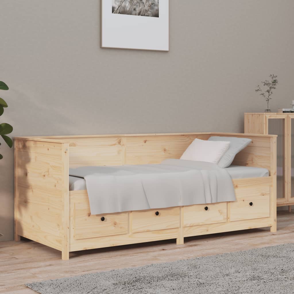daybed med reol uden madras 75x190 cm massivt fyrretræ billede