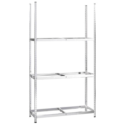 dækreol med 3 hylder 110x40x200 cm stål sølvfarvet