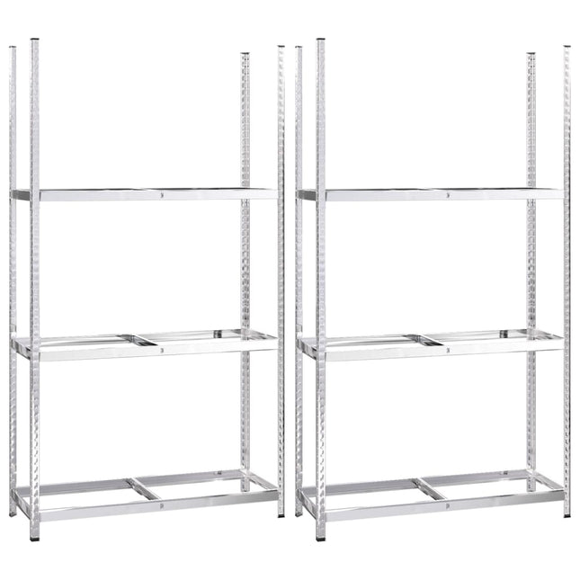 dækreoler 2 stk. med 3 hylder 110x40x200 cm stål sølvfarvet